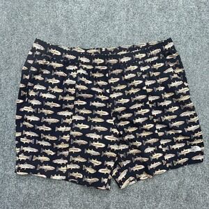 The North Face Fish Print Swim Shorts Mens‎ 2XL Blue Nylon Quick Dry 6" Inseam